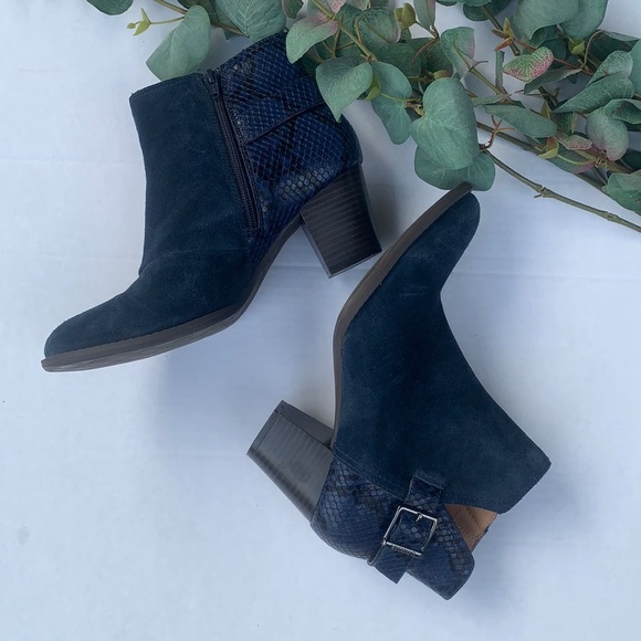 Vionic Shoes - Vionic Naomi Suede Snake-Print Water Resistant Ankle Boots